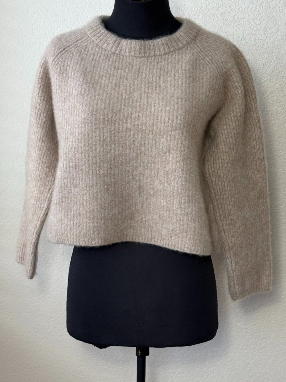 Quince 100% Cashmere Cropped Crewneck Sweater XL Oatmeal